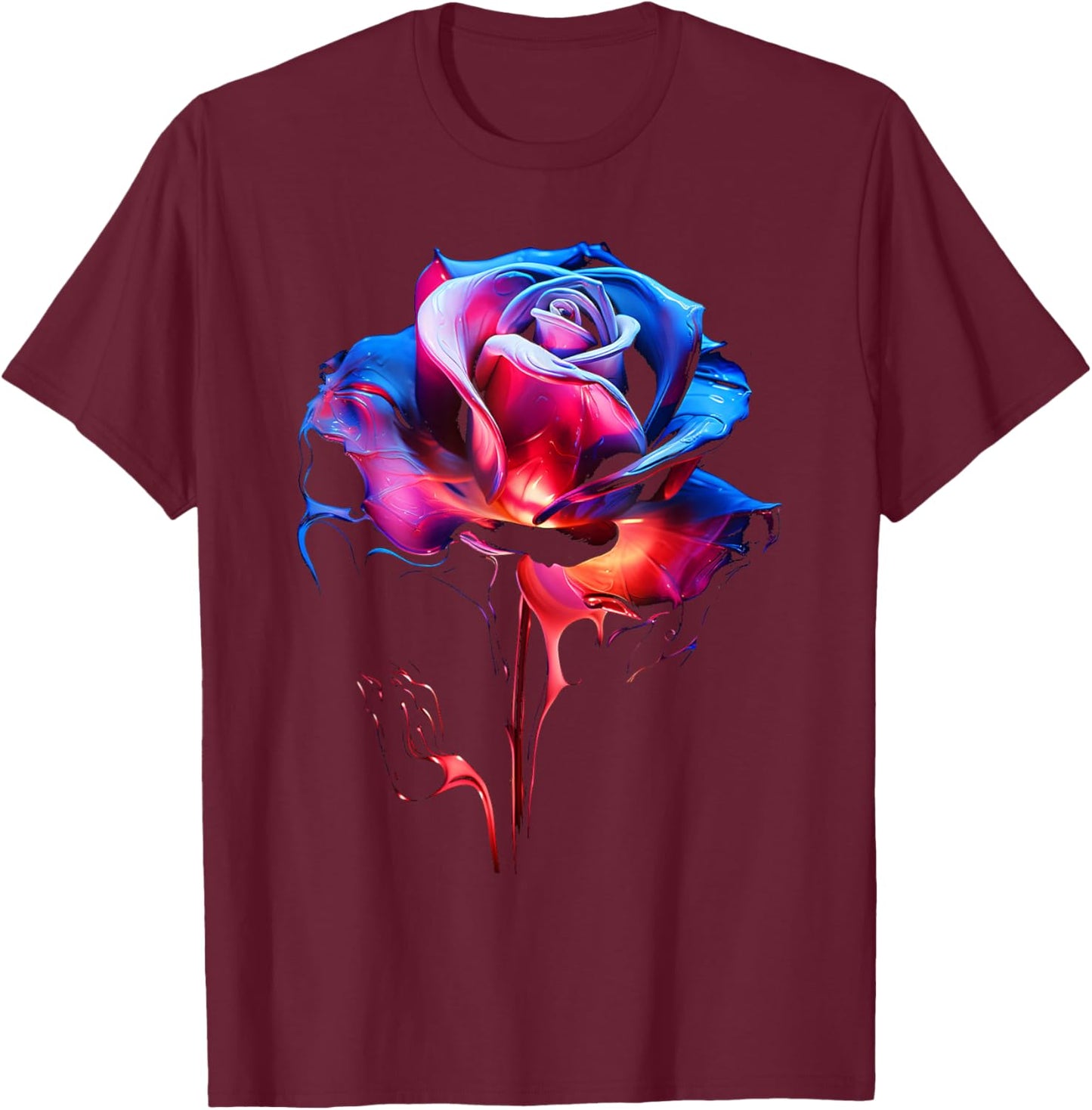 Rose Lover Artwork Graphic Flower Art Rose T-Shirt - T-Shirt | Maroon