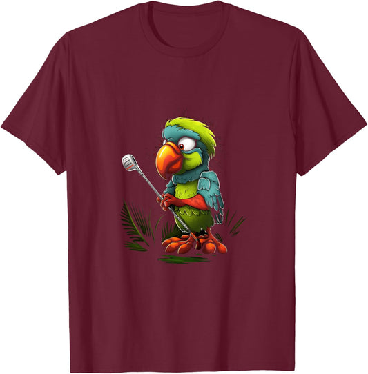 Parrot Golfer Golf Player Golfing T-Shirt - T-Shirt | Maroon