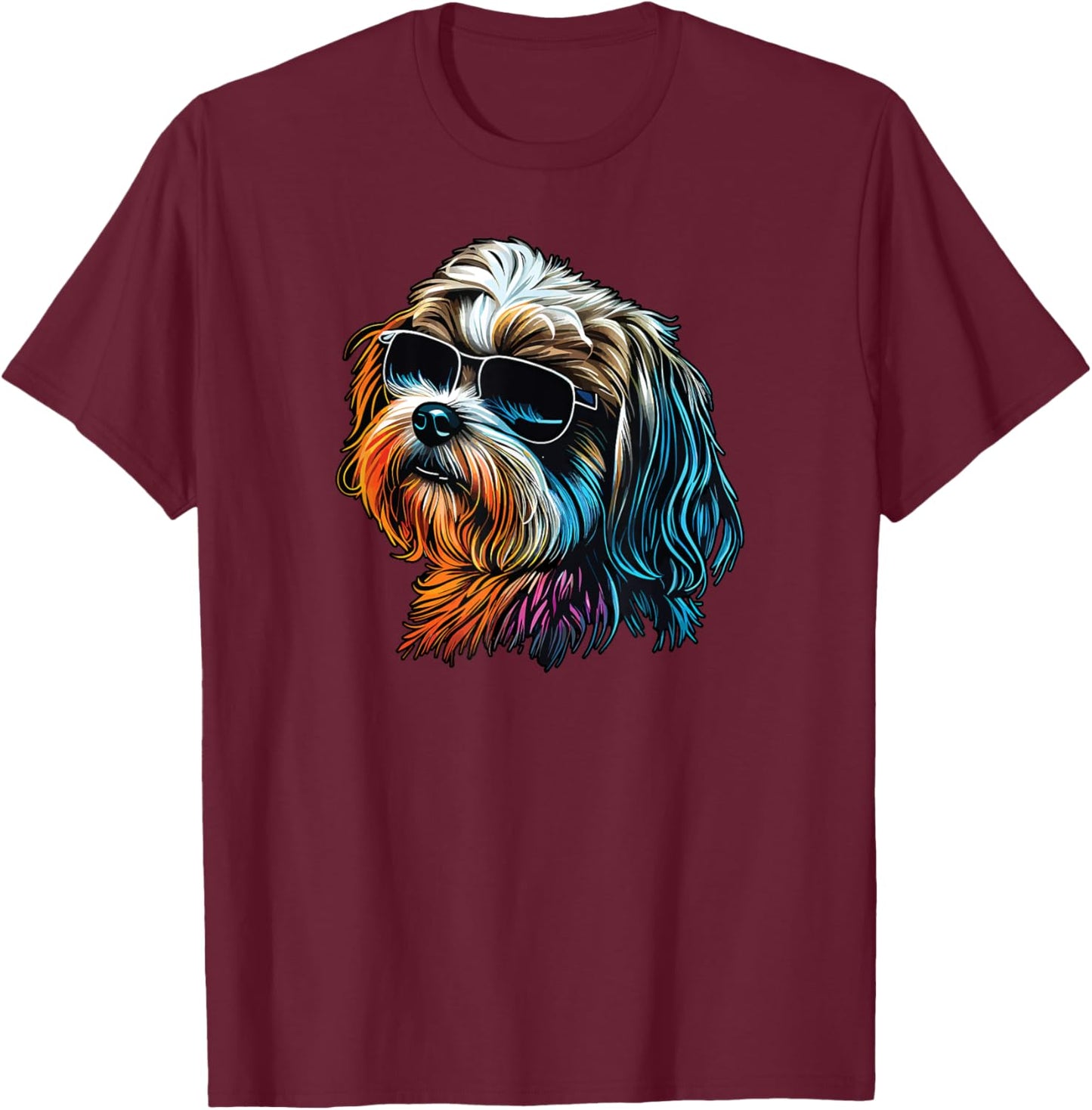 Dad Mom Cool Dog Sunglasses - Lhasa Apso Women T-Shirt - T-Shirt | Maroon