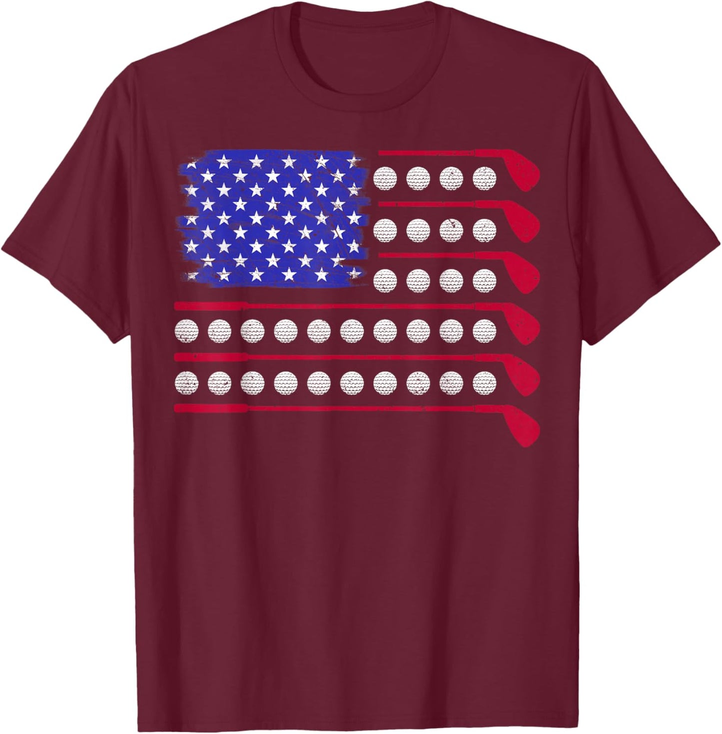 Golf American Flag 4th of July Patriotic Golfer Golf Coach T-Shirt - T-Shirt | Maroon