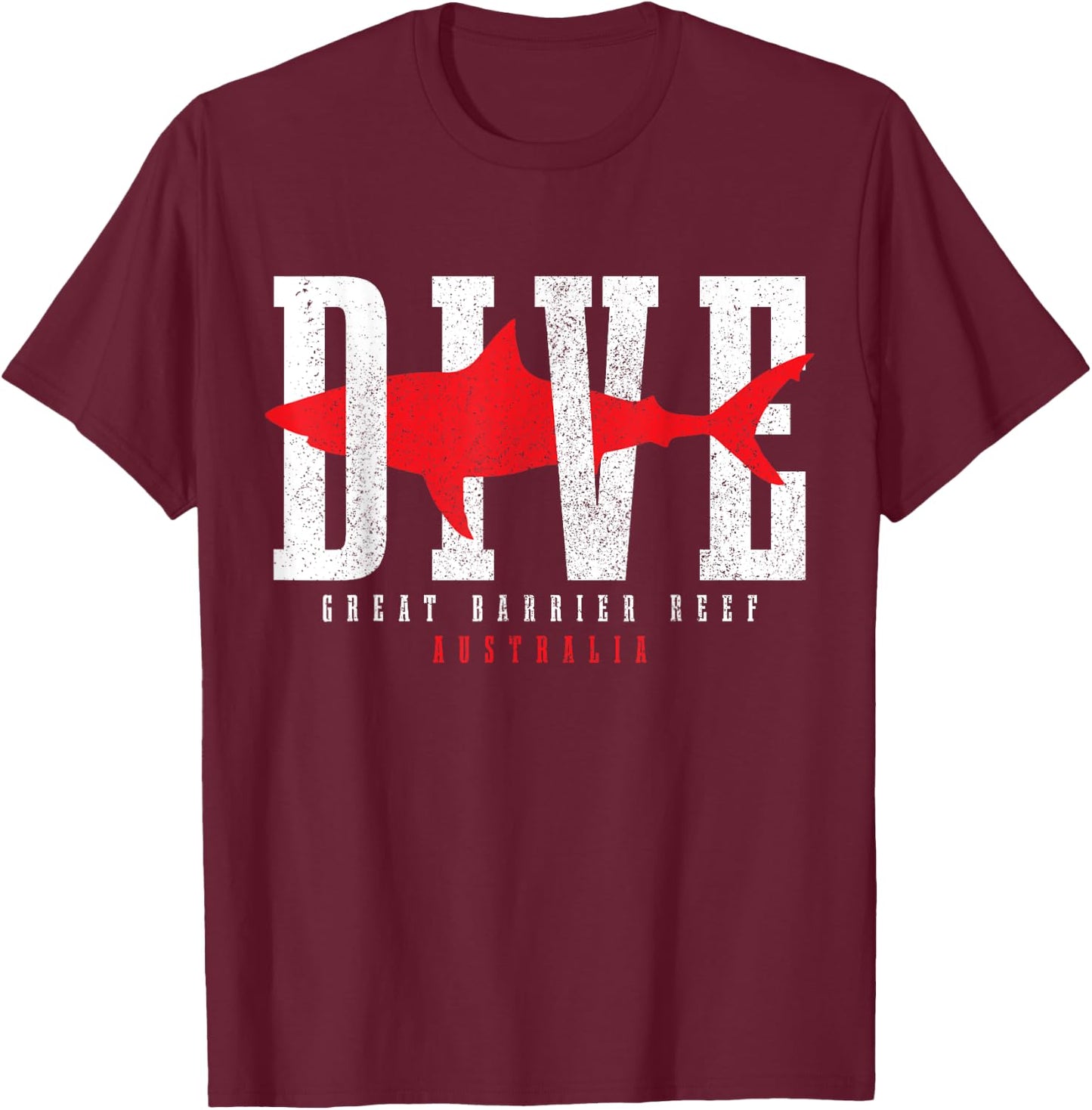 Great Barrier Reef Australia Diving Shark Diver T-Shirt - T-Shirt | Maroon