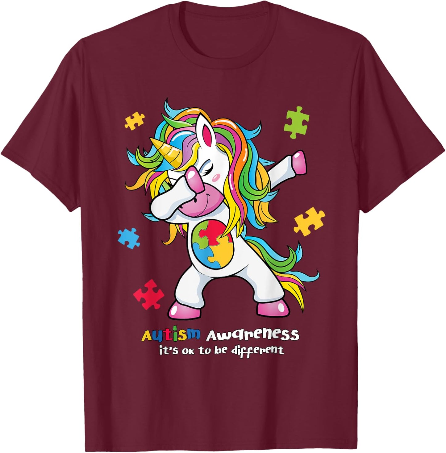 Autism Awareness - It's OK To Be Different Women T-Shirt - T-Shirt | Maroon
