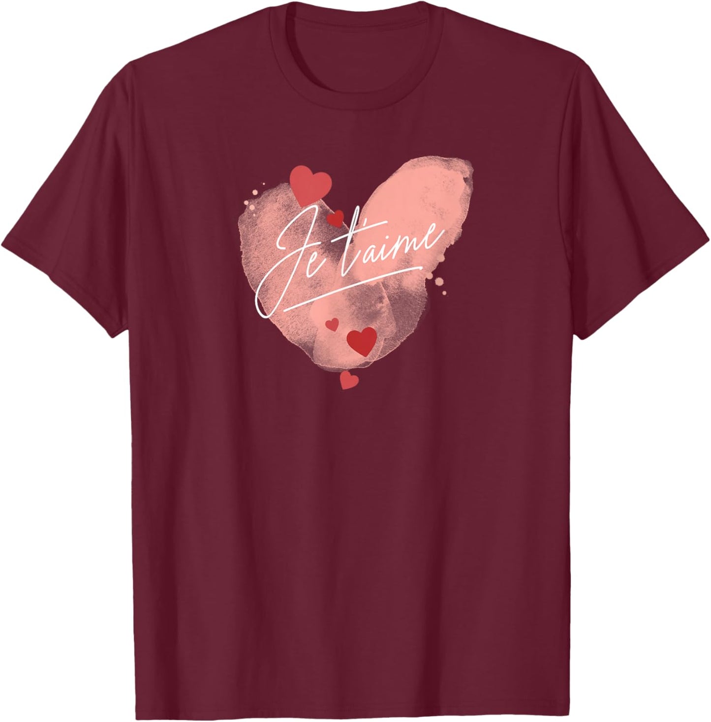 "Je t'aime" an elegant declaration of love, I love you T-Shirt - T-Shirt | Maroon