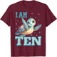 Kids 10 Year Old 10th Birthday Sea Turtles I am Ten Turtle T-Shirt - T-Shirt | Maroon