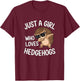 Just a Girl Who Loves Hedgehogs Cute Dabbing Hedgehog Girl T-Shirt - T-Shirt | Maroon
