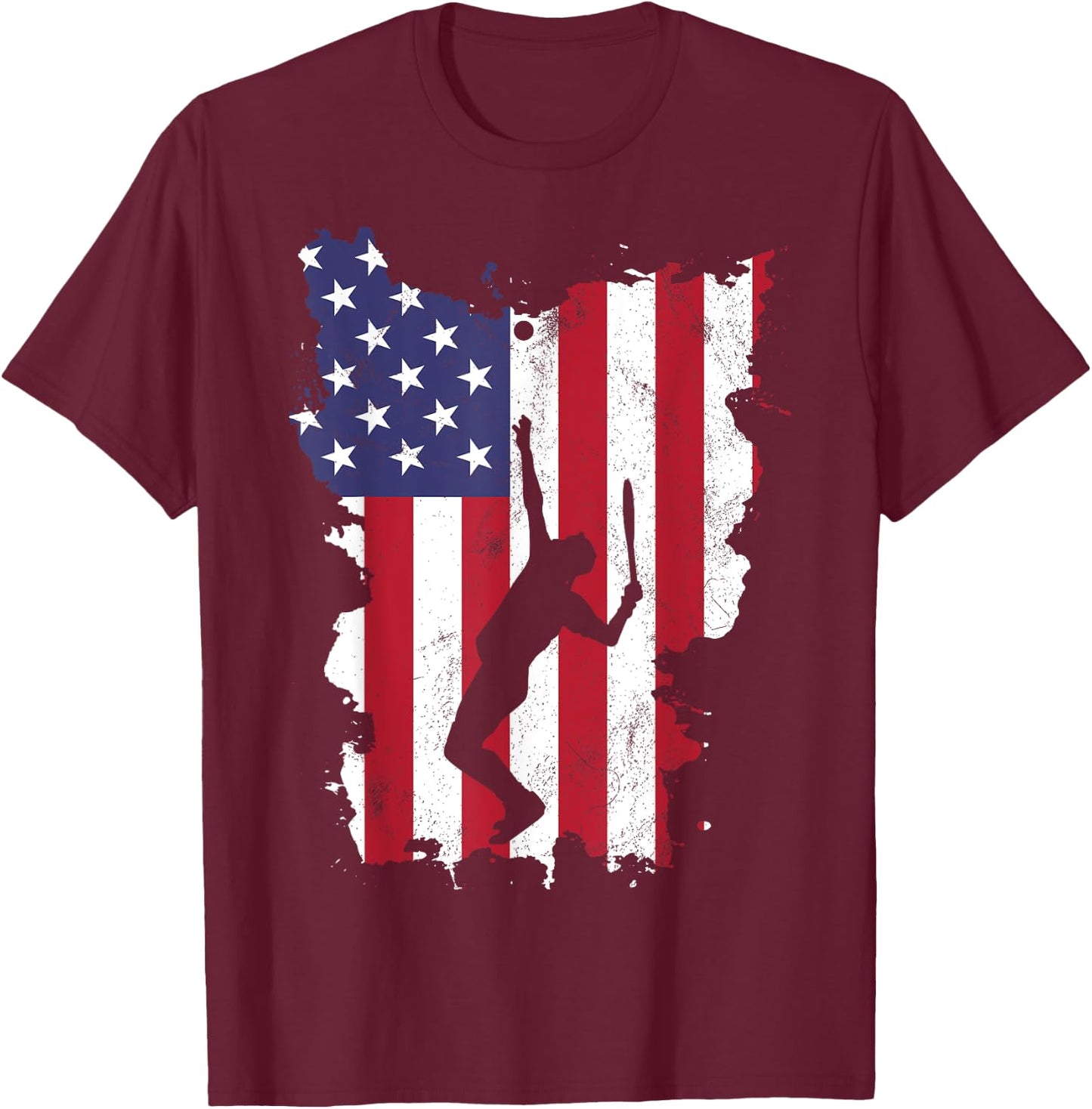 Vintage 4th Of July USA Flag Tennis T-Shirt - T-Shirt | Maroon