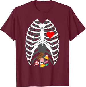 Halloween skeleton X-Ray Candy Belly funny Halloween costume T-Shirt - T-Shirt | Maroon