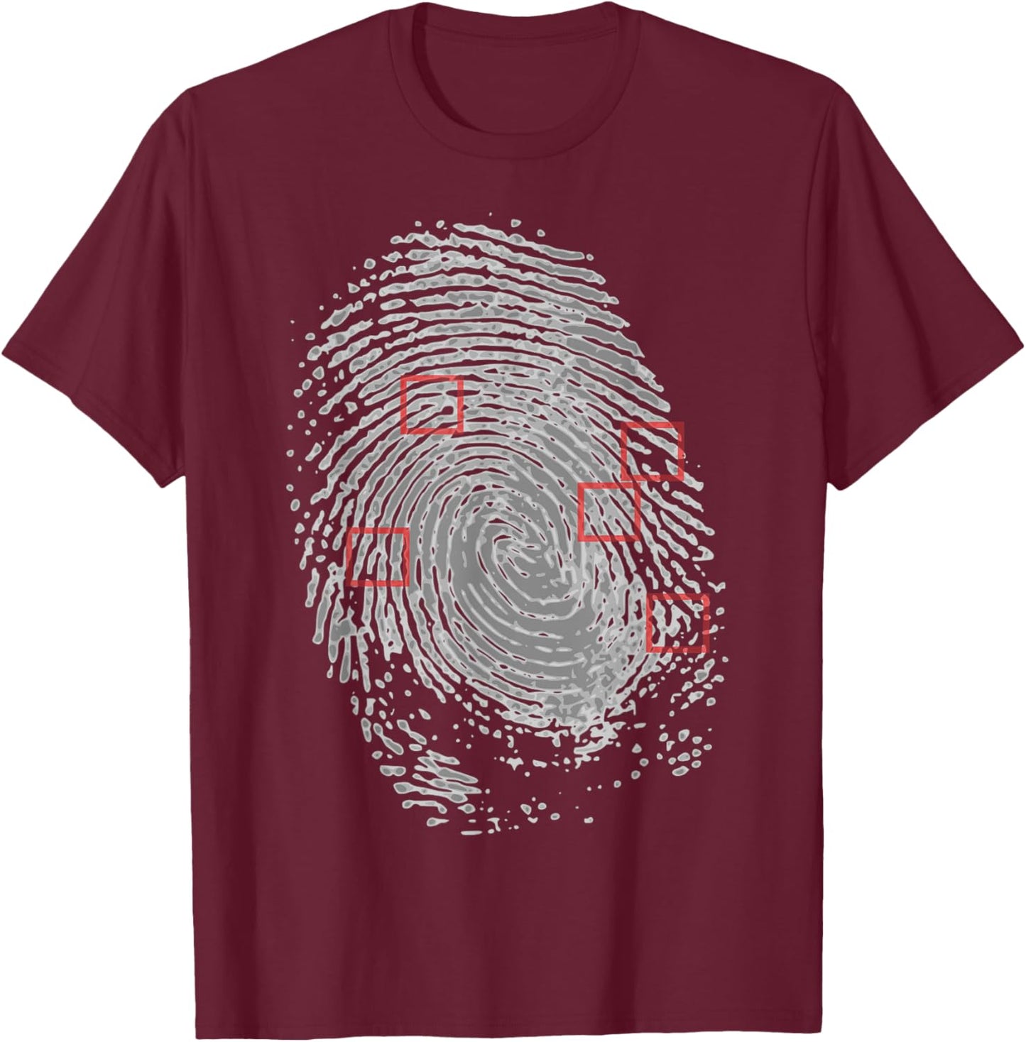 Thumbprint Fingerprint Detective Police Work T-Shirt - T-Shirt | Maroon