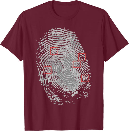Thumbprint Fingerprint Detective Police Work T-Shirt - T-Shirt | Maroon