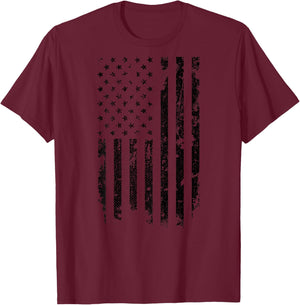 Vintage Distressed American Flag T-Shirt - T-Shirt | Maroon