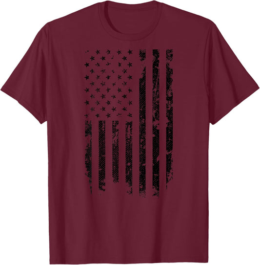 Vintage Distressed American Flag T-Shirt - T-Shirt | Maroon