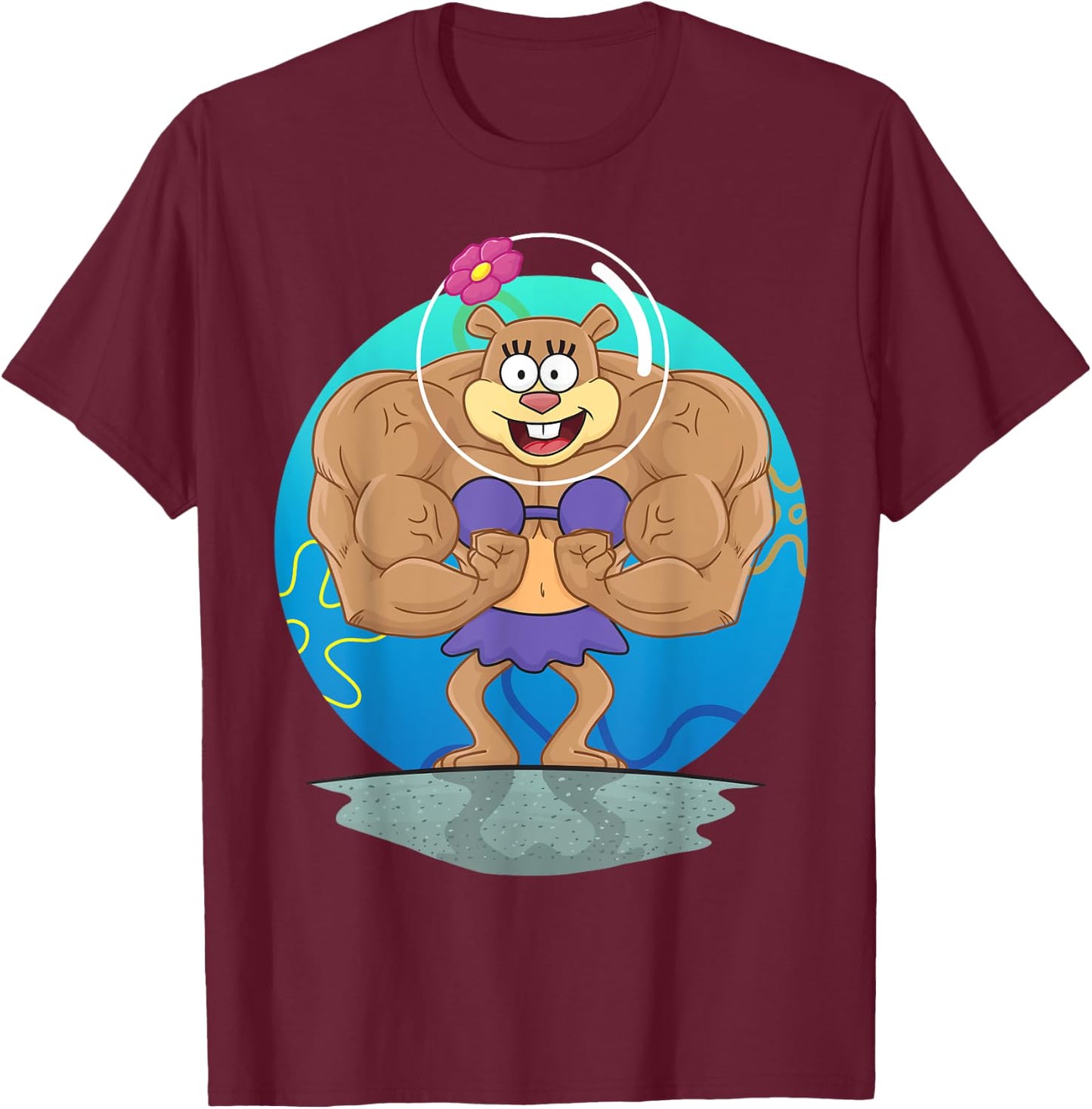 Mademark x SpongeBob SquarePants - Sandy Cheeks Muscle T-Shirt - T-Shirt | Maroon