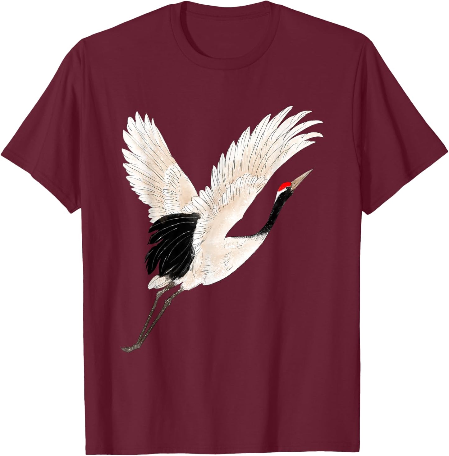 Snow Crane Bird White Bird Watching Expert Bird Photographer T-Shirt - T-Shirt | Maroon
