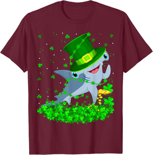 Irish Shamrock Leprechaun Hammerhead Shark St. Patrick's Day T-Shirt - T-Shirt | Maroon