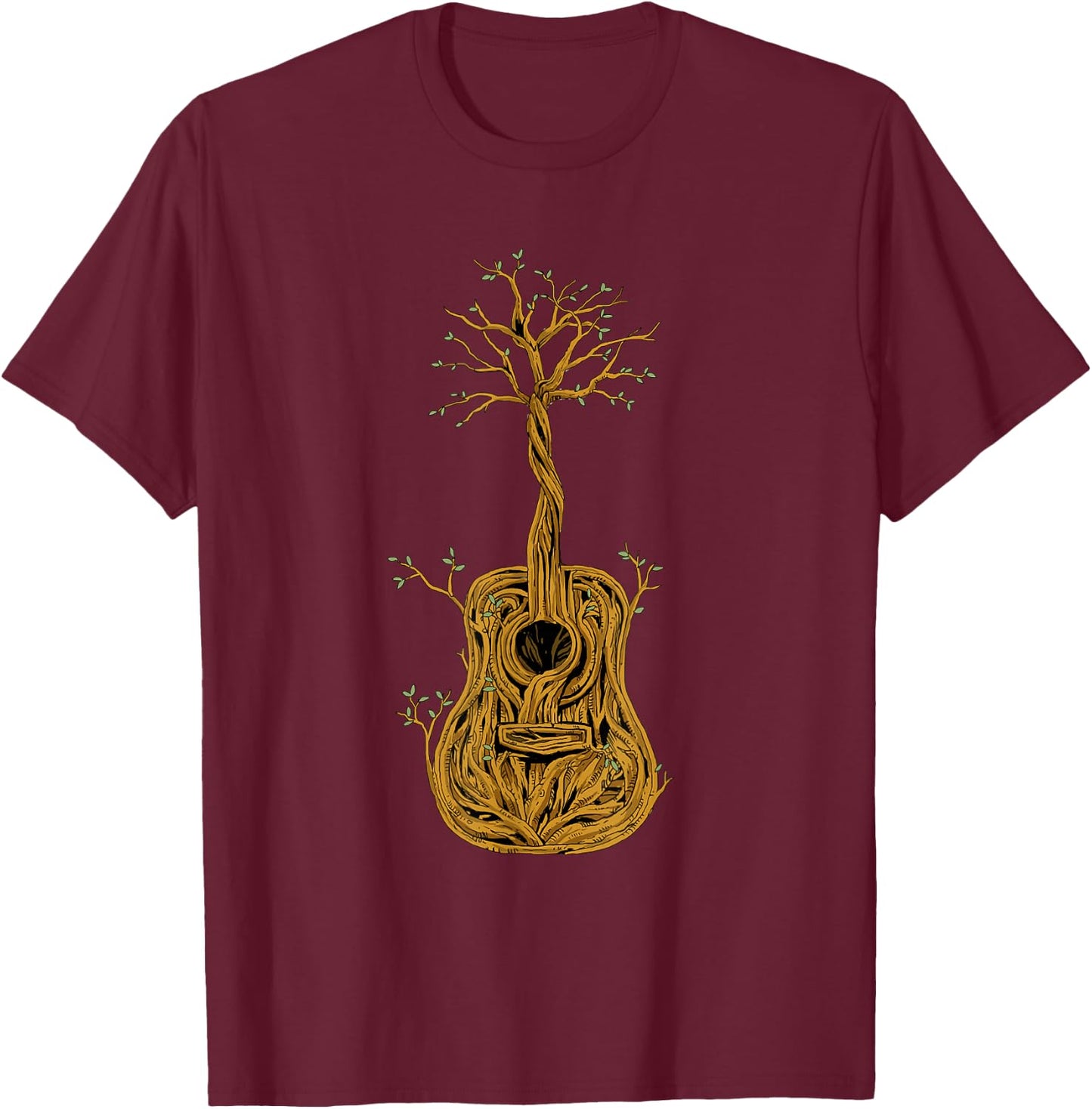 Acoustic Guitar Tree of Life Guitar Player Guitarist T-Shirt - T-Shirt | Maroon
