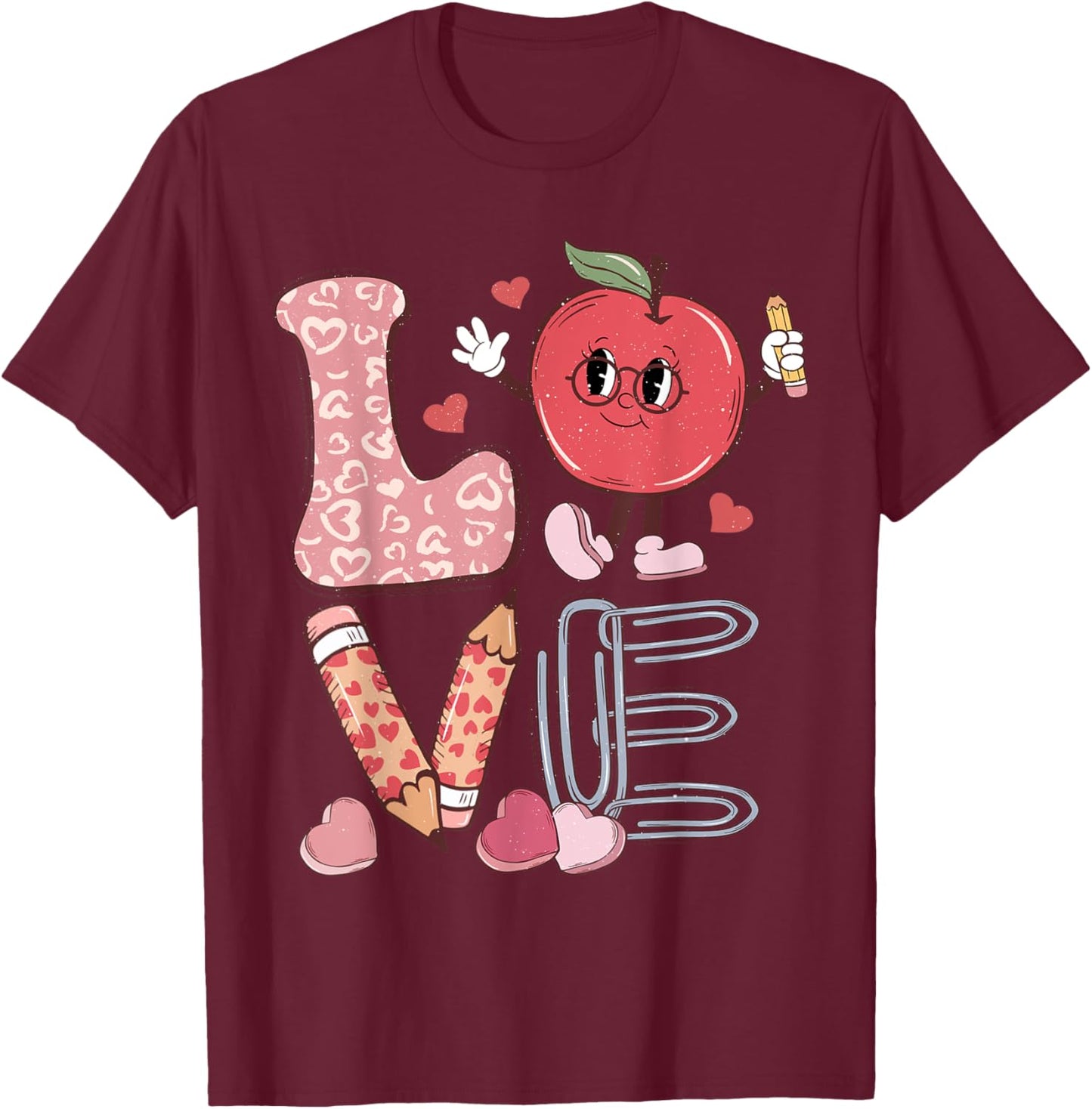 Teacher Love Retro Groovy Teachers Day T-Shirt - T-Shirt | Maroon