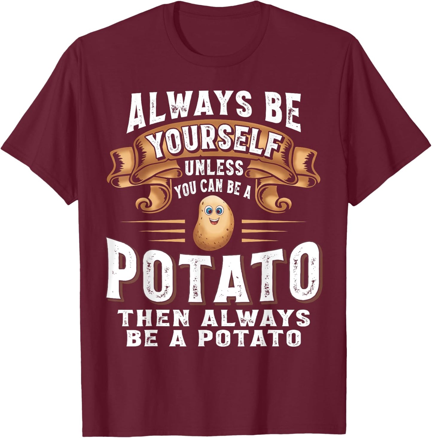 Potato Shirt Funny Cute Potato For Kids Boys Girls T-Shirt - T-Shirt | Maroon