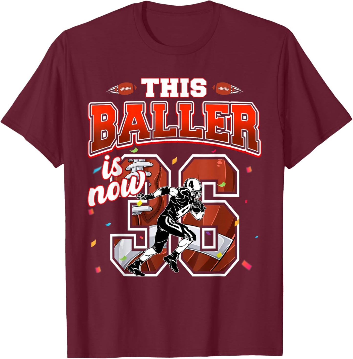 This Football Baller Is Now 36 Years Old Happy My Birthday T-Shirt - T-Shirt | Maroon