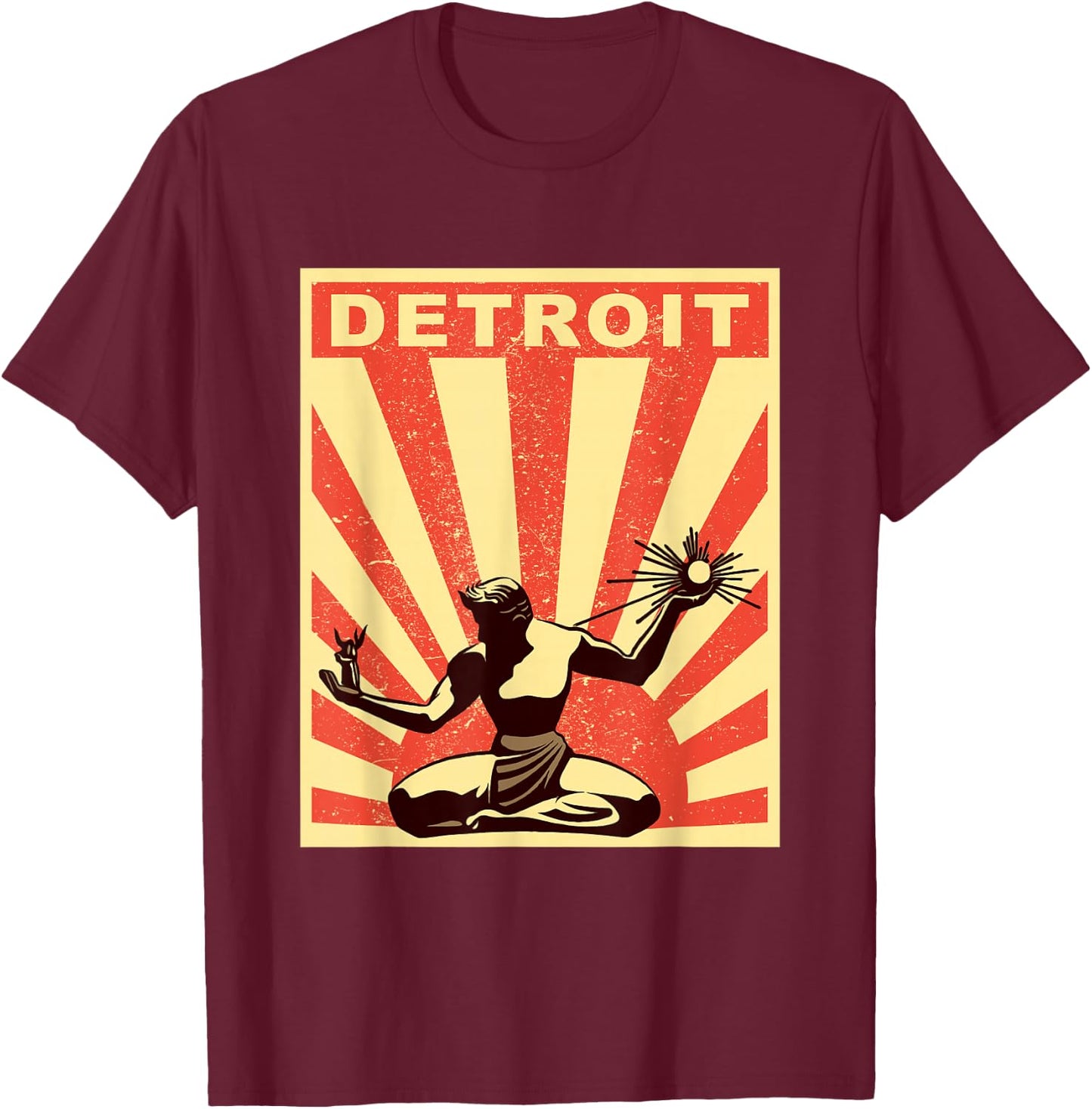Detroit Shirt | Vintage Spirit of Detroit T-Shirt - T-Shirt | Maroon