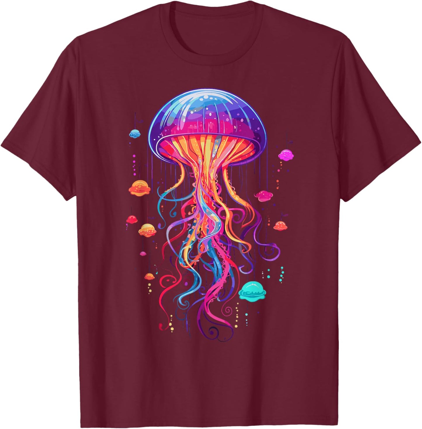 Jellyfish Ocean Animal Scuba Diving Rainbow Jelly Fish T-Shirt - T-Shirt | Maroon