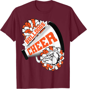 Bulldogs Cheerleading Back To School Cheer Team Orange T-Shirt - T-Shirt | Maroon