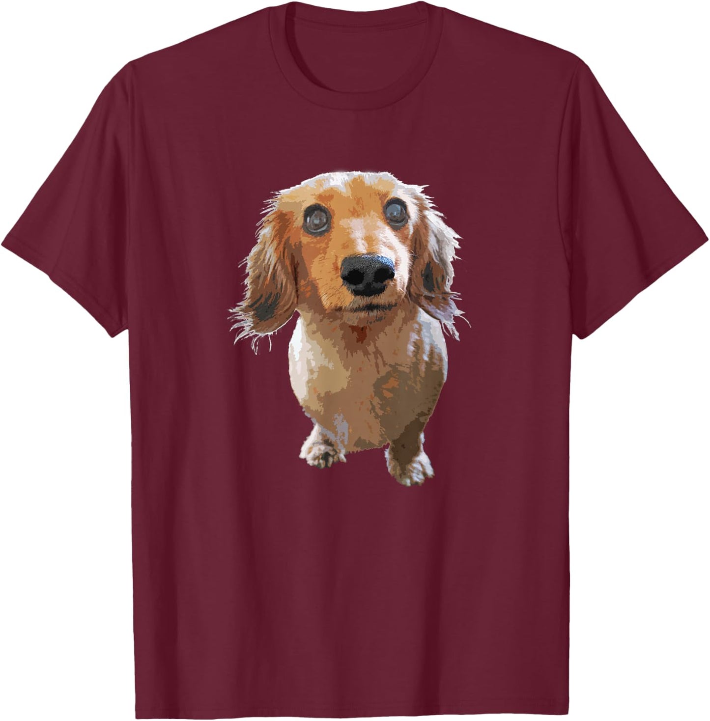 Long Hair Dachshund Cute Wiener Dog Gift Men Kids T-Shirt - T-Shirt | Maroon