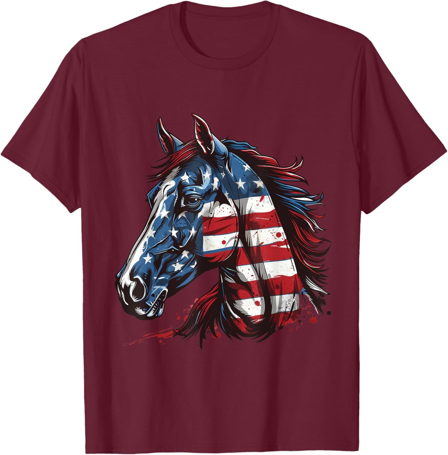 Patriotic Horse USA Flag Vintage Horse 4th Of July T-Shirt - T-Shirt | Maroon