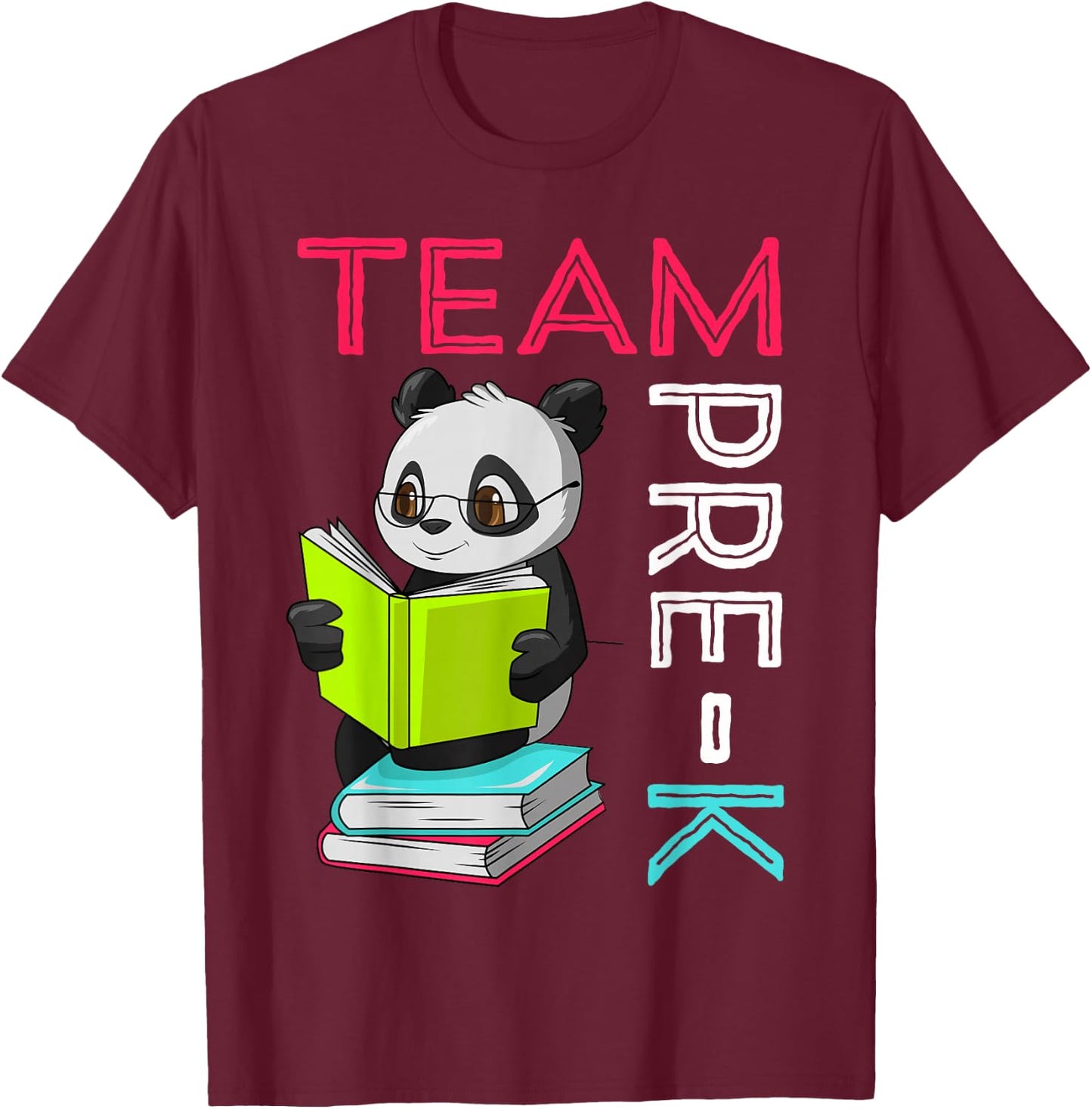 Panda Team Pre-K Teacher First Day Preschool Back to School T-Shirt - T-Shirt | Maroon