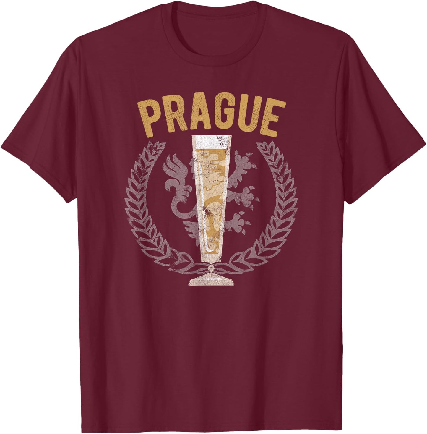 Prague Czech Republic Beer Lovers Pilsner Beer Drinkers Gift T-Shirt - T-Shirt | Maroon