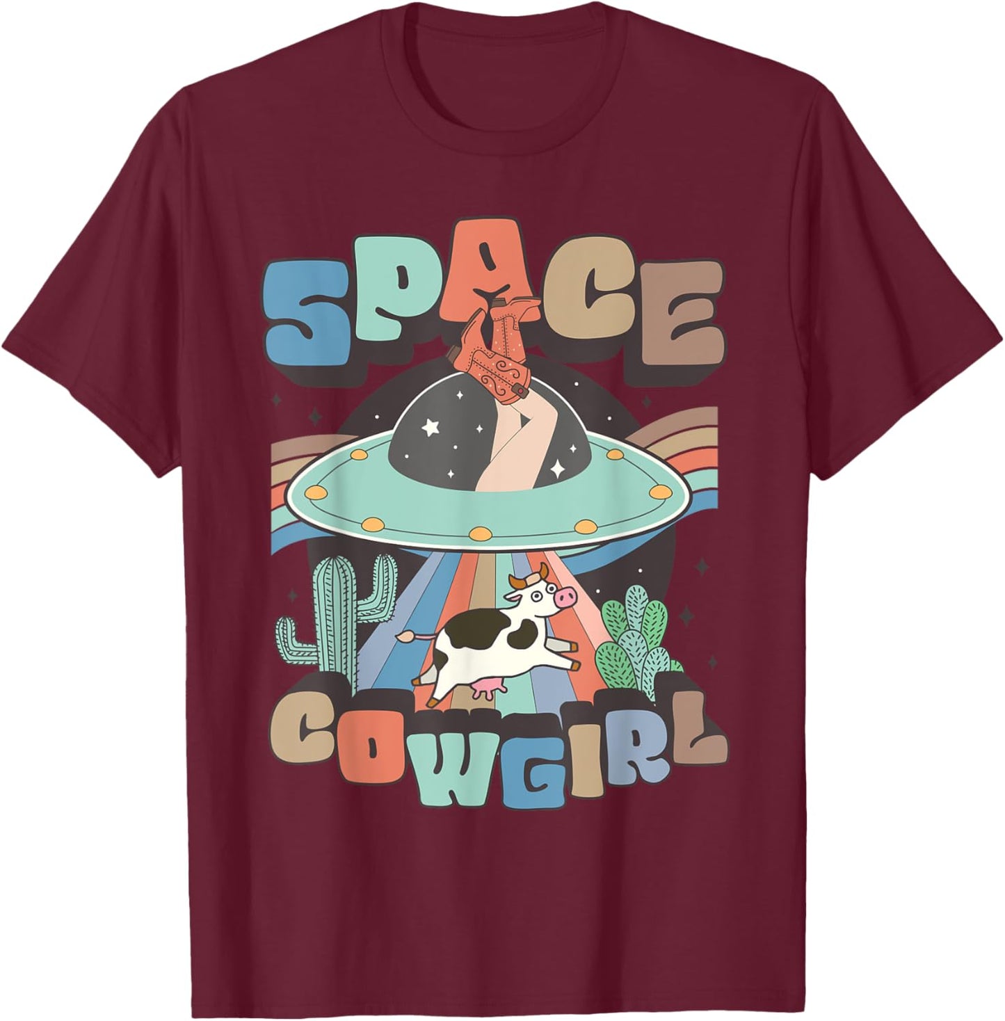 Space Cowgirls Bachelorette Party Rodeo Retro Girls Women T-Shirt - T-Shirt | Maroon