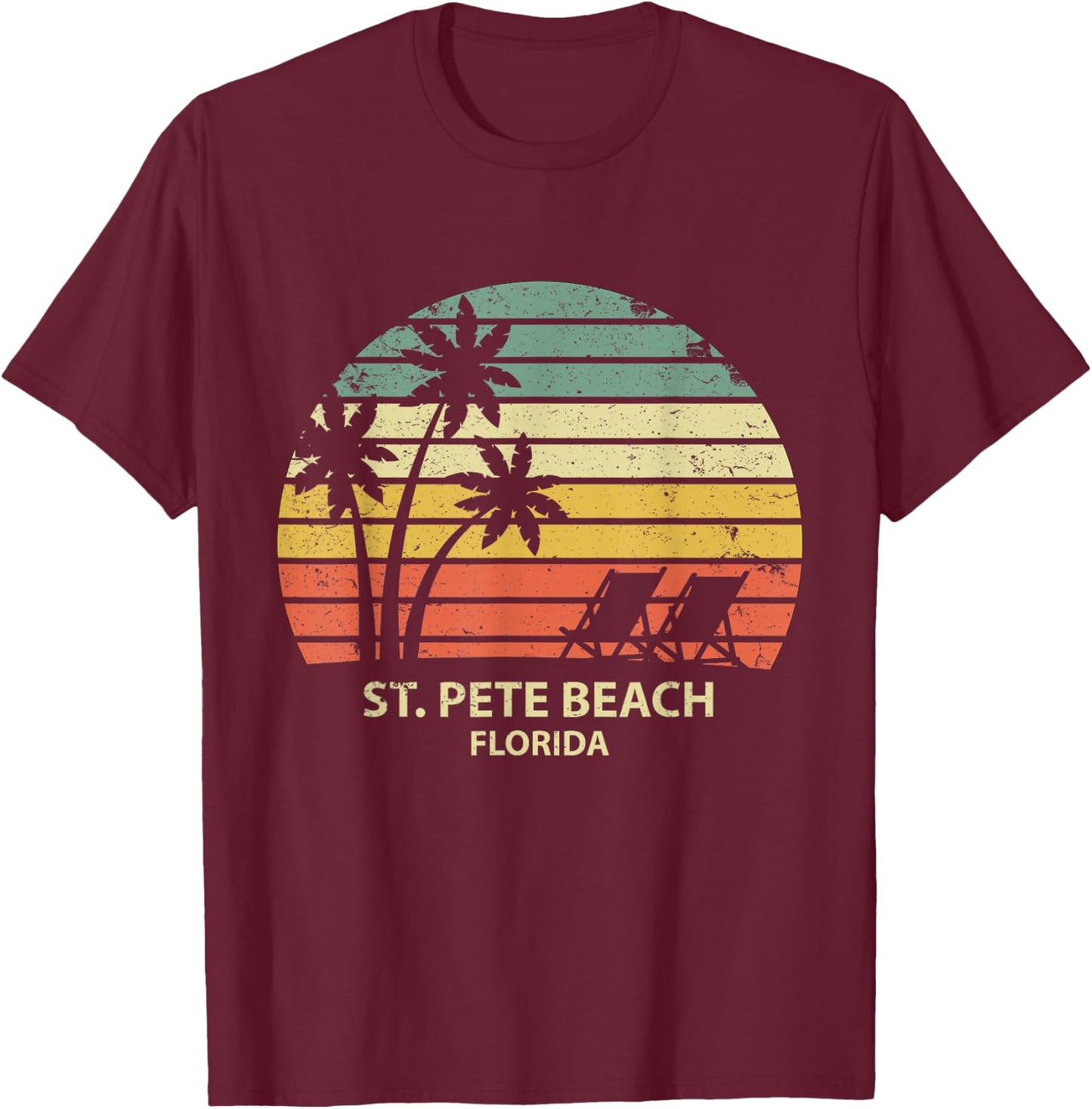 Vintage Florida St. Pete Beach T Shirt Cool Retro T-Shirt - T-Shirt | Maroon