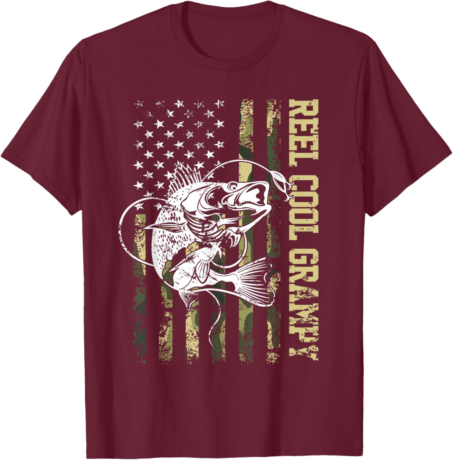 Reel Cool Grampy Bass Fishing Father's Day T-Shirt - T-Shirt | Maroon