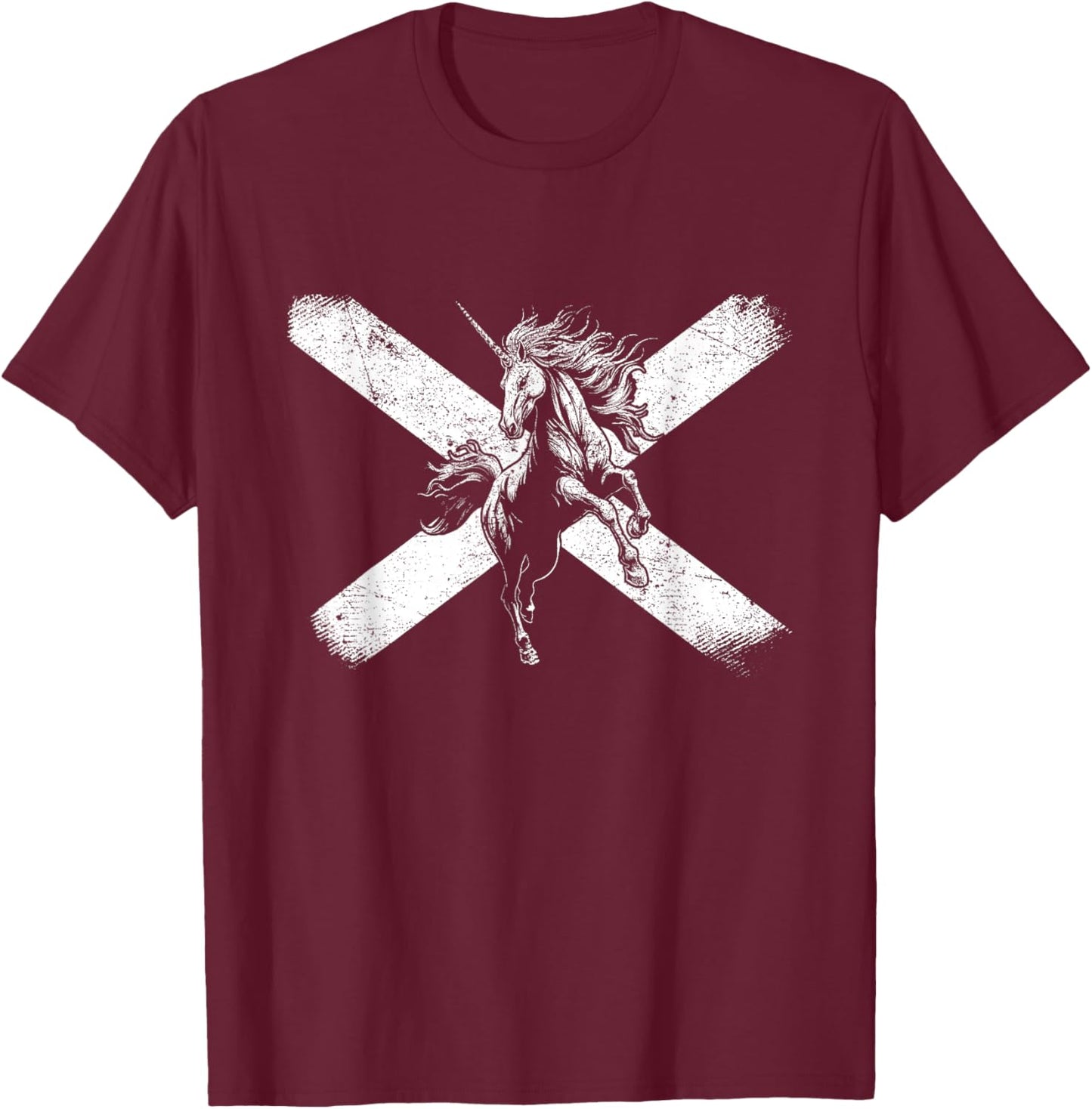Scottish Flag Caledonian Unicorn Scot Scotsman Scotland T-Shirt - T-Shirt | Maroon