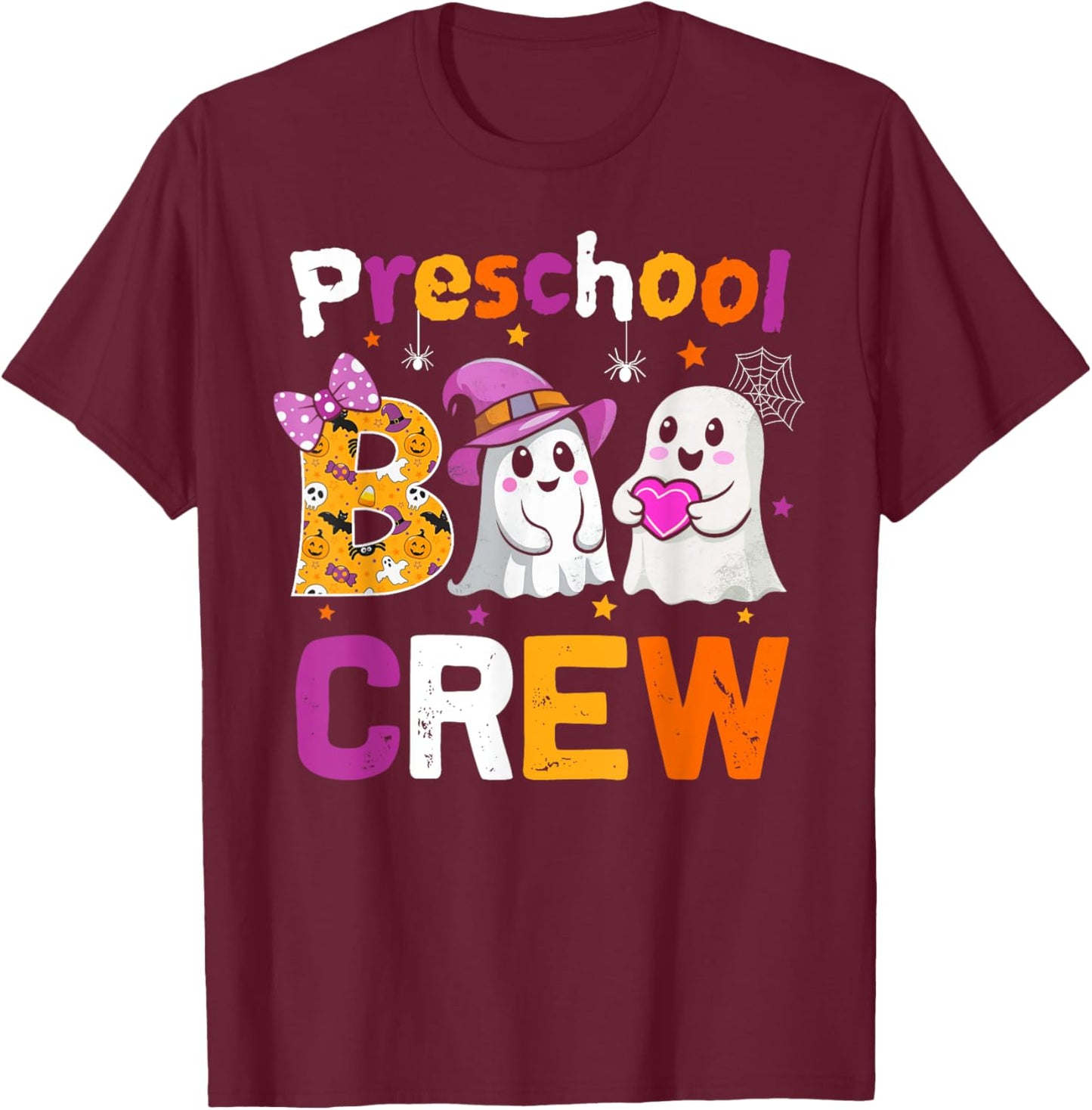 Preschool Boo Crew Funny Preschool Halloween Teacher Kids T-Shirt - T-Shirt | Maroon