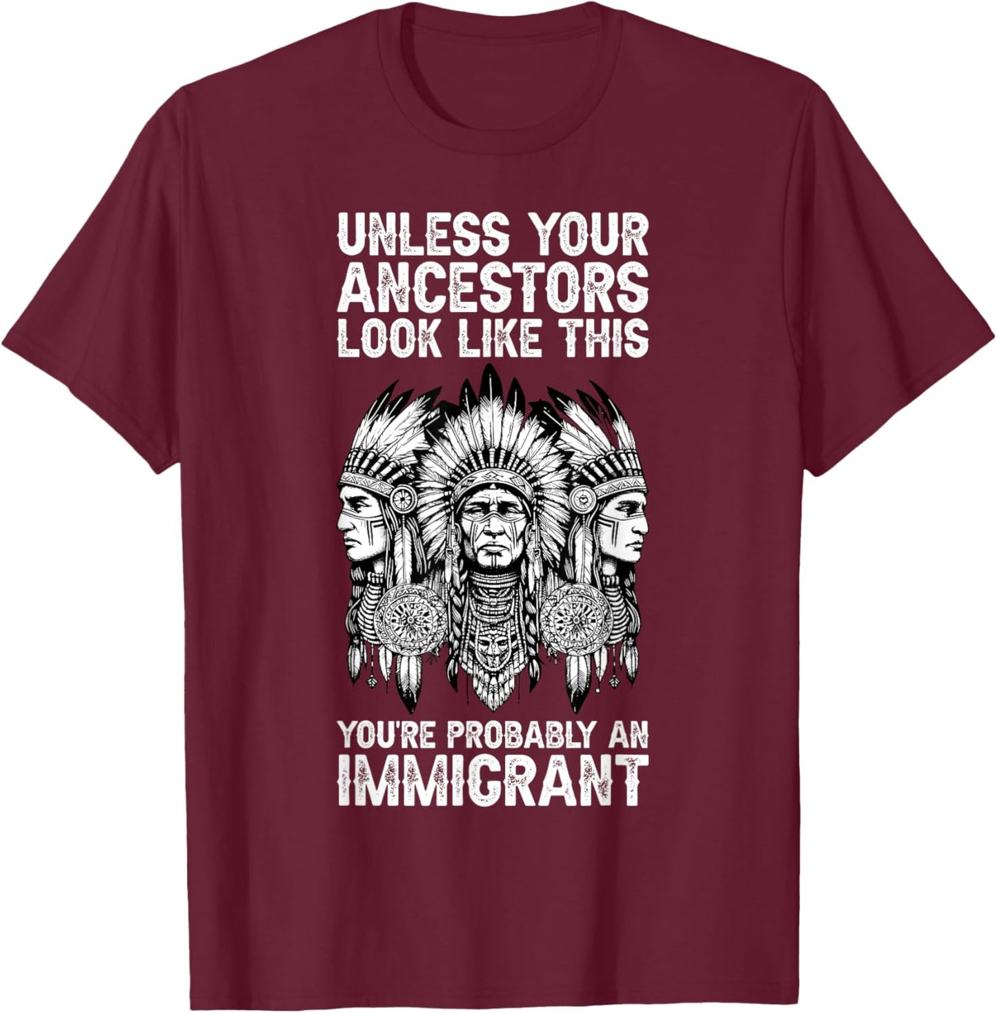 Indian Native American Clothing You're Probably An Immigrant T-Shirt - T-Shirt | Maroon