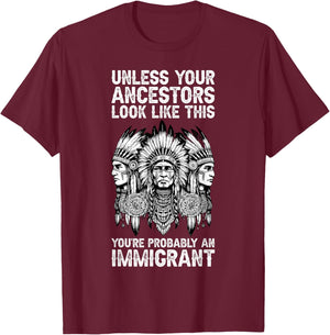 Indian Native American Clothing You're Probably An Immigrant T-Shirt - T-Shirt | Maroon