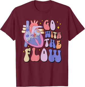 CVICU Cardiac Nurse Anatomy Cardiology Human Heart Flow T-Shirt - T-Shirt | Maroon