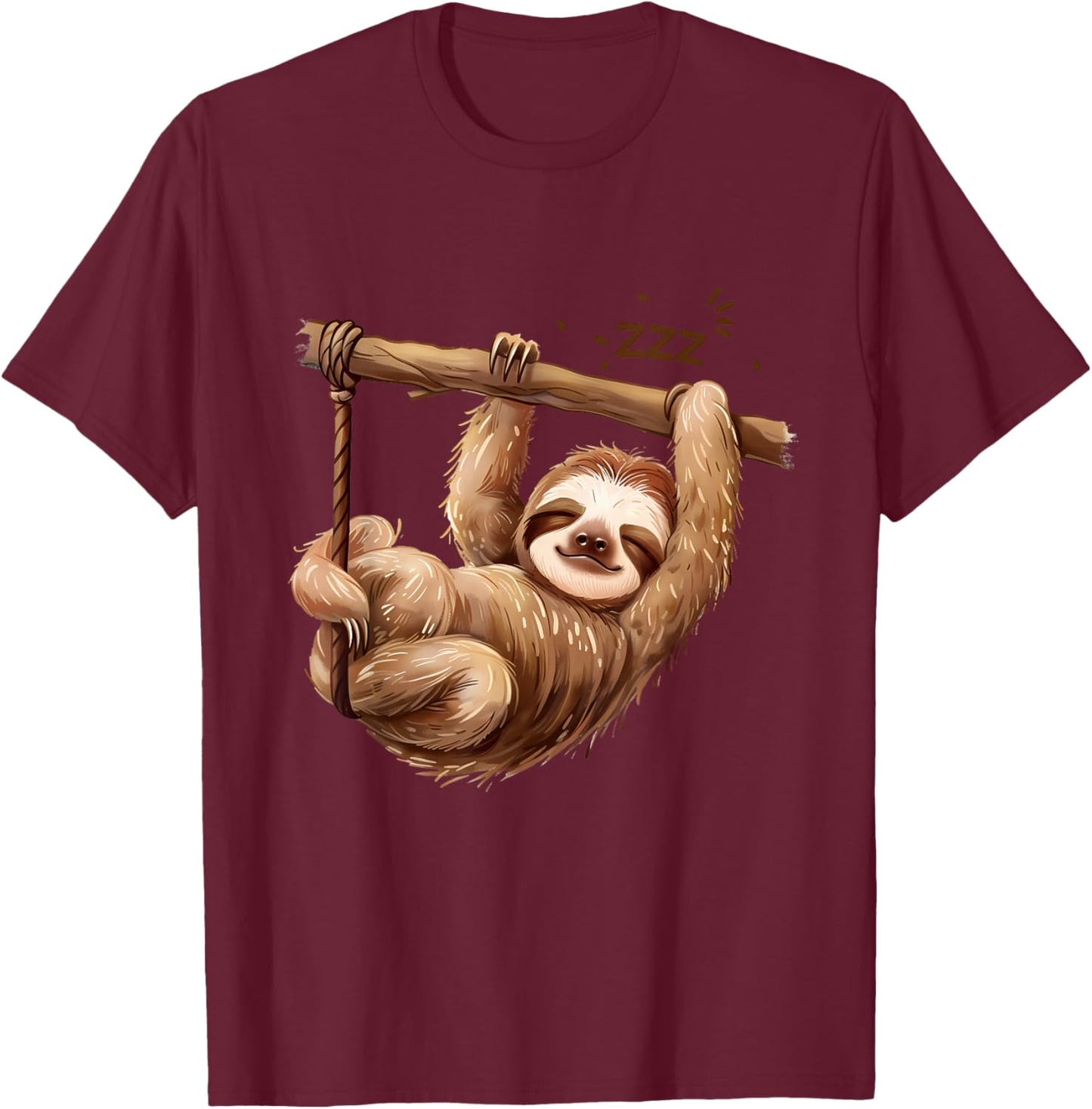 Sloth Lover Sleepy Animal Napping Cute Sloth Sleeping T-Shirt - T-Shirt | Maroon