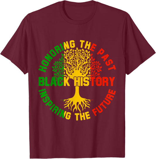 Honoring The Past Inspiring The Future Black History Month T-Shirt - T-Shirt | Maroon