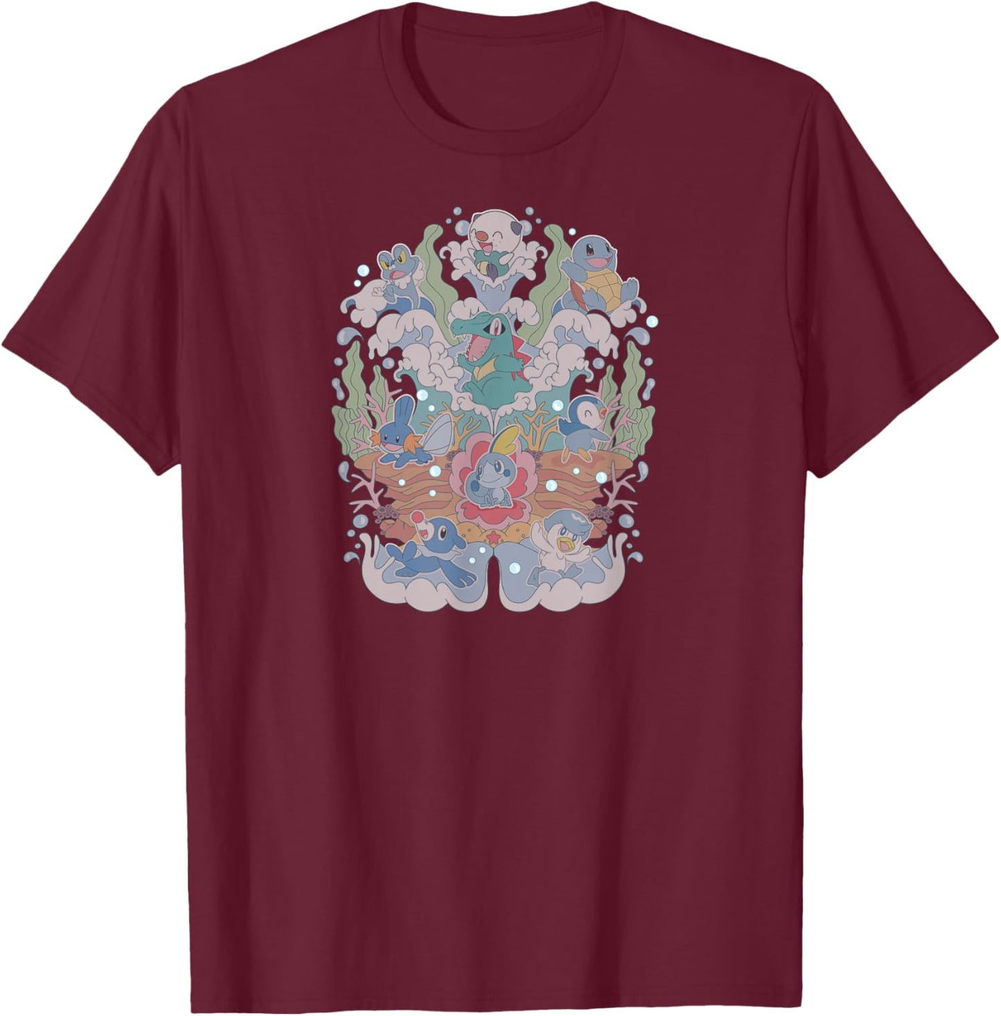 Pokémon - Water Type Starters T-Shirt - T-Shirt | Maroon
