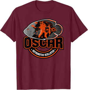 Oscar Cichlid Aquarium Fish Astronotus Cichlid T-Shirt - T-Shirt | Maroon