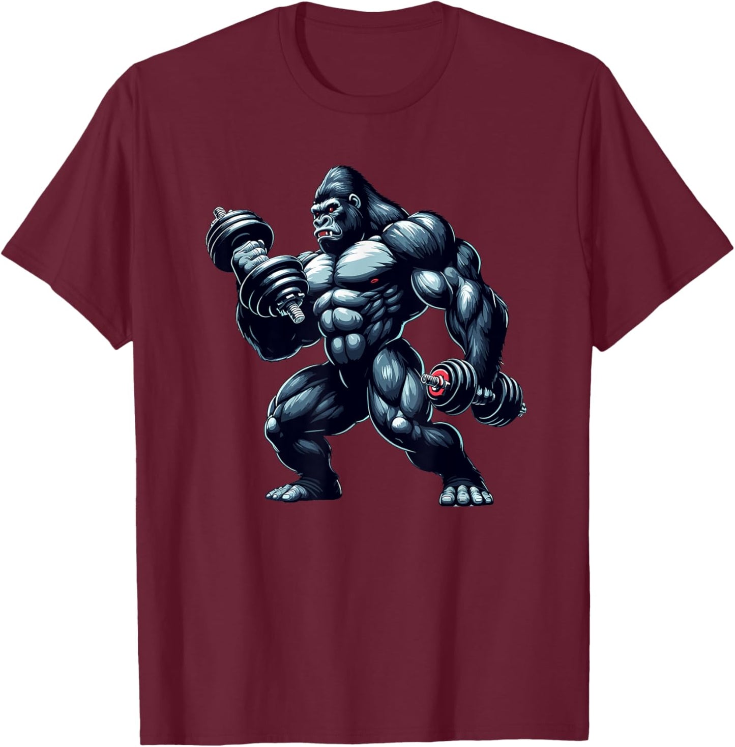 Gorilla Bodybuilder Gym Weightlifting Workout Motivation T-Shirt - T-Shirt | Maroon