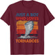Just a Boy Who Loves Tornado Weather Storm Tornado Chaser T-Shirt - T-Shirt | Maroon