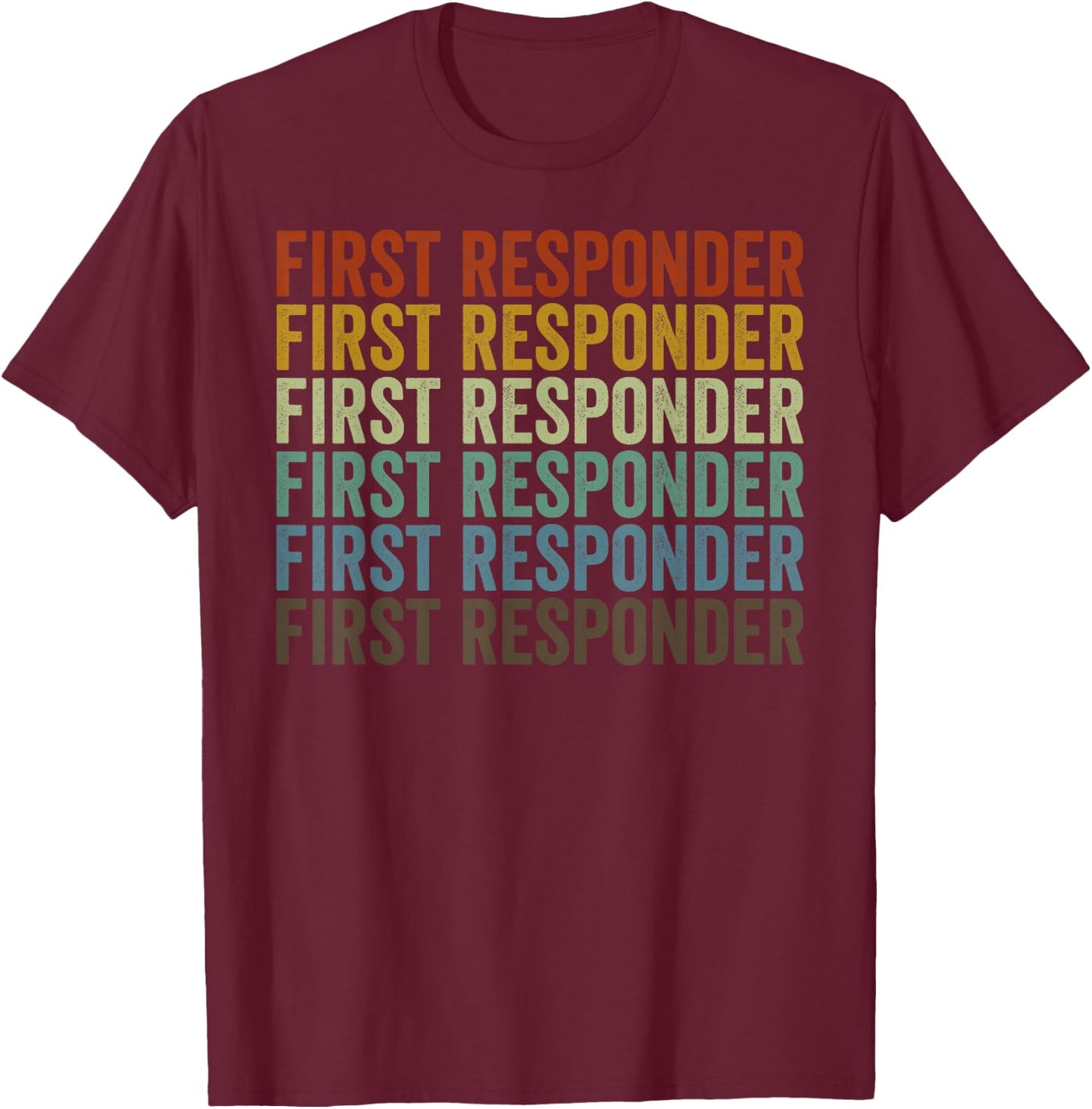 First Responder Retro T-Shirt - T-Shirt | Maroon
