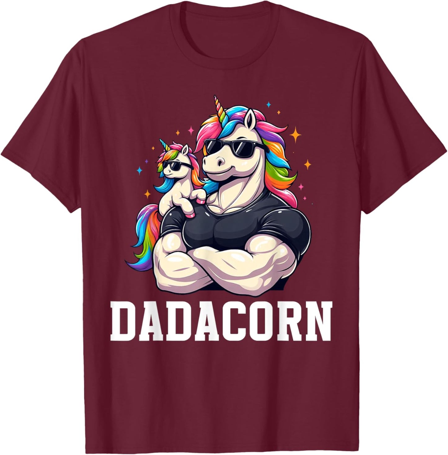 Dadacorn Unicorn Dad Papa Father's Day Daughter T-Shirt - T-Shirt | Maroon