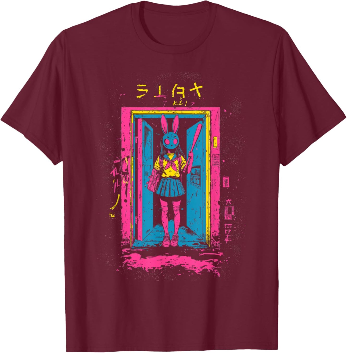 Creepy Girl Bunny Grunge Slasher Pastel Goth Anime Horror T-Shirt - T-Shirt | Maroon