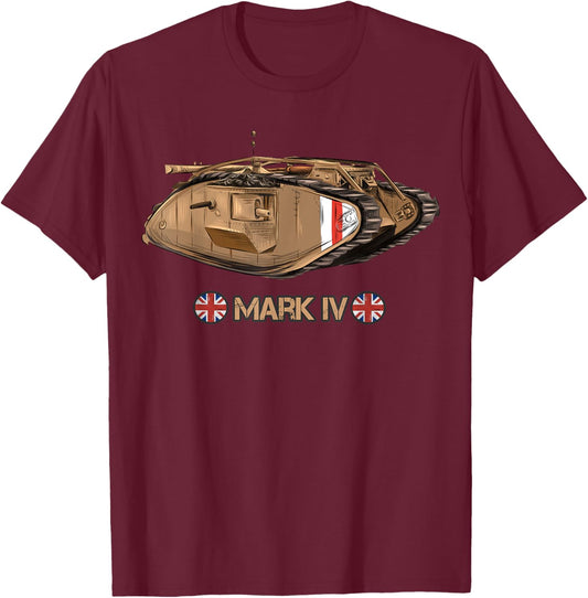 World War British Tank Mark IV Male WW1 Gift T-Shirt - T-Shirt | Maroon