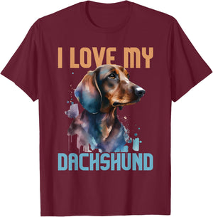 I Love My Dachshund - Paw Print Dog Lover Pet Breeder Men Women Kids T-Shirt - T-Shirt | Maroon