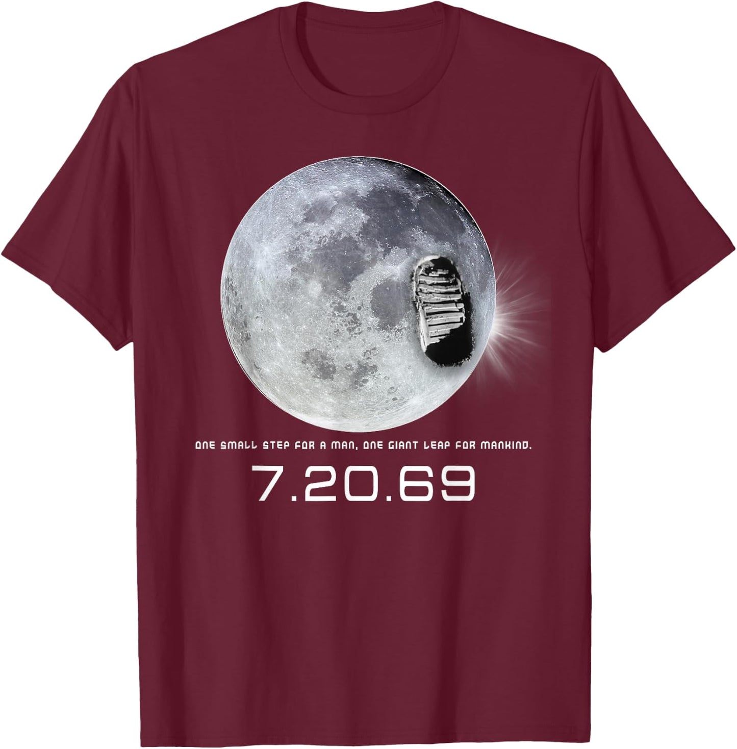 APOLLO 11 MOON Landing One Small Step T-Shirt - T-Shirt | Maroon