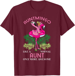 Auntmingo Aunt Flamingo Lover Auntie T-Shirt - T-Shirt | Maroon